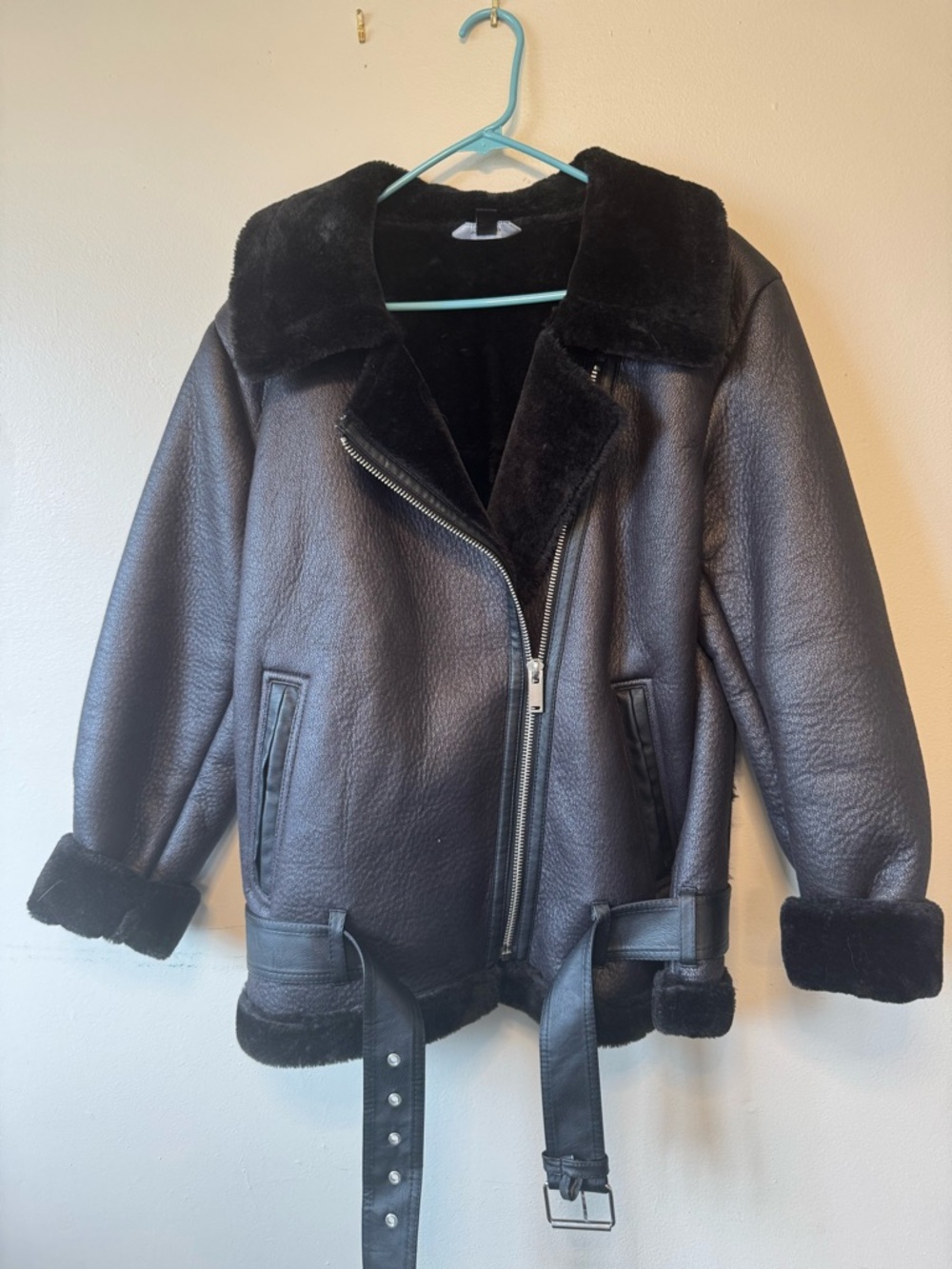 Simply Vera Vera Wang Black Faux Shearling Moto Jacket
